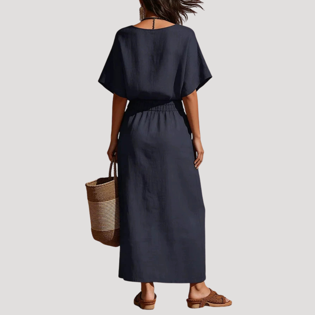Raina | Ensemble Midi Deux Pièces à Manches Courtes et Col en V pour Femme