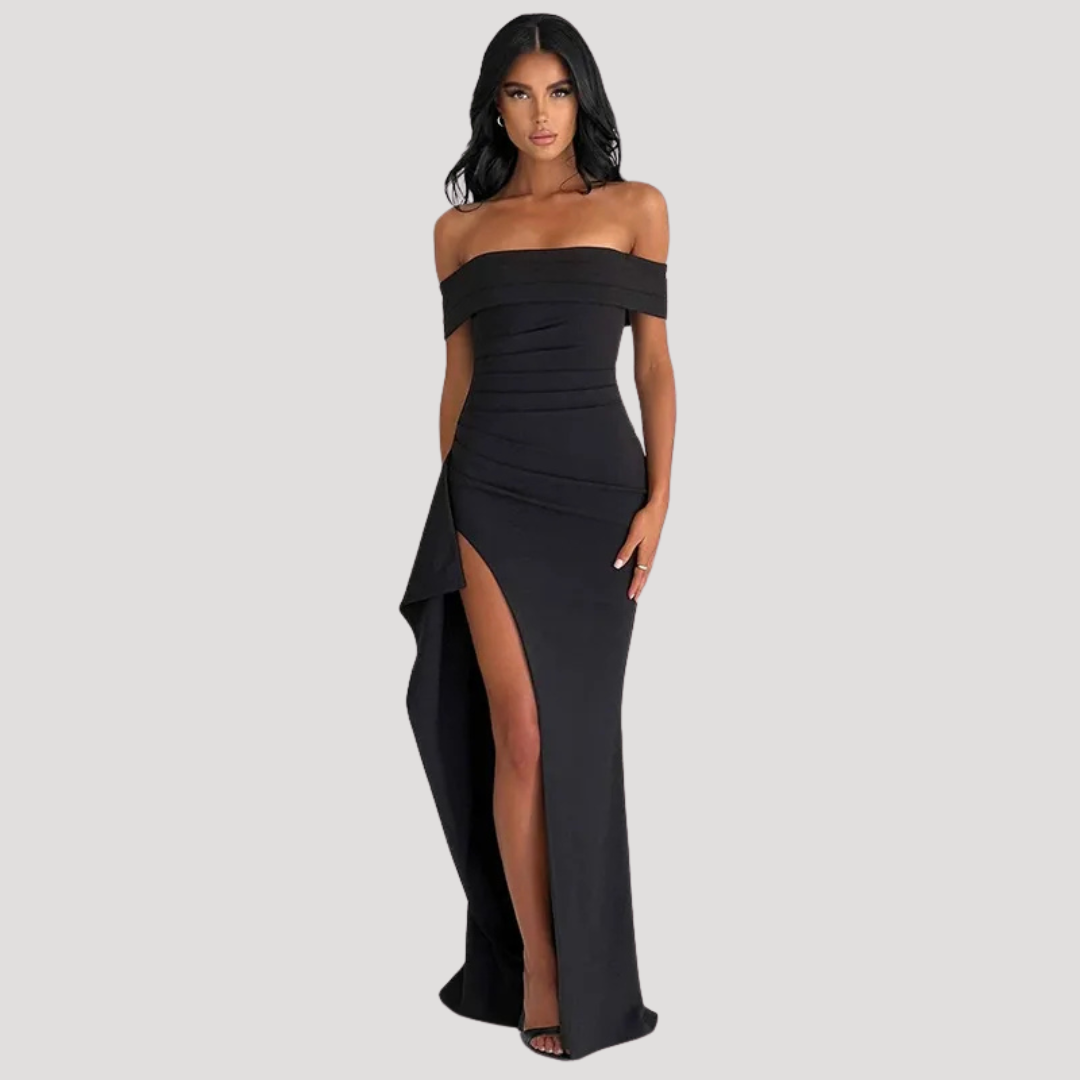 Ravenna | Robe Maxi Ajustée à Épaules Dégagées pour Femmes