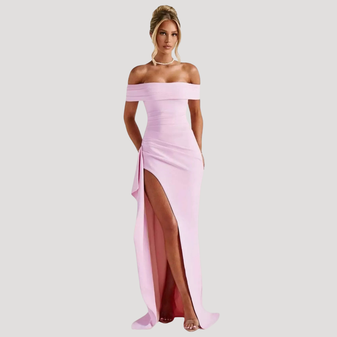 Ravenna | Robe Maxi Ajustée à Épaules Dégagées pour Femmes