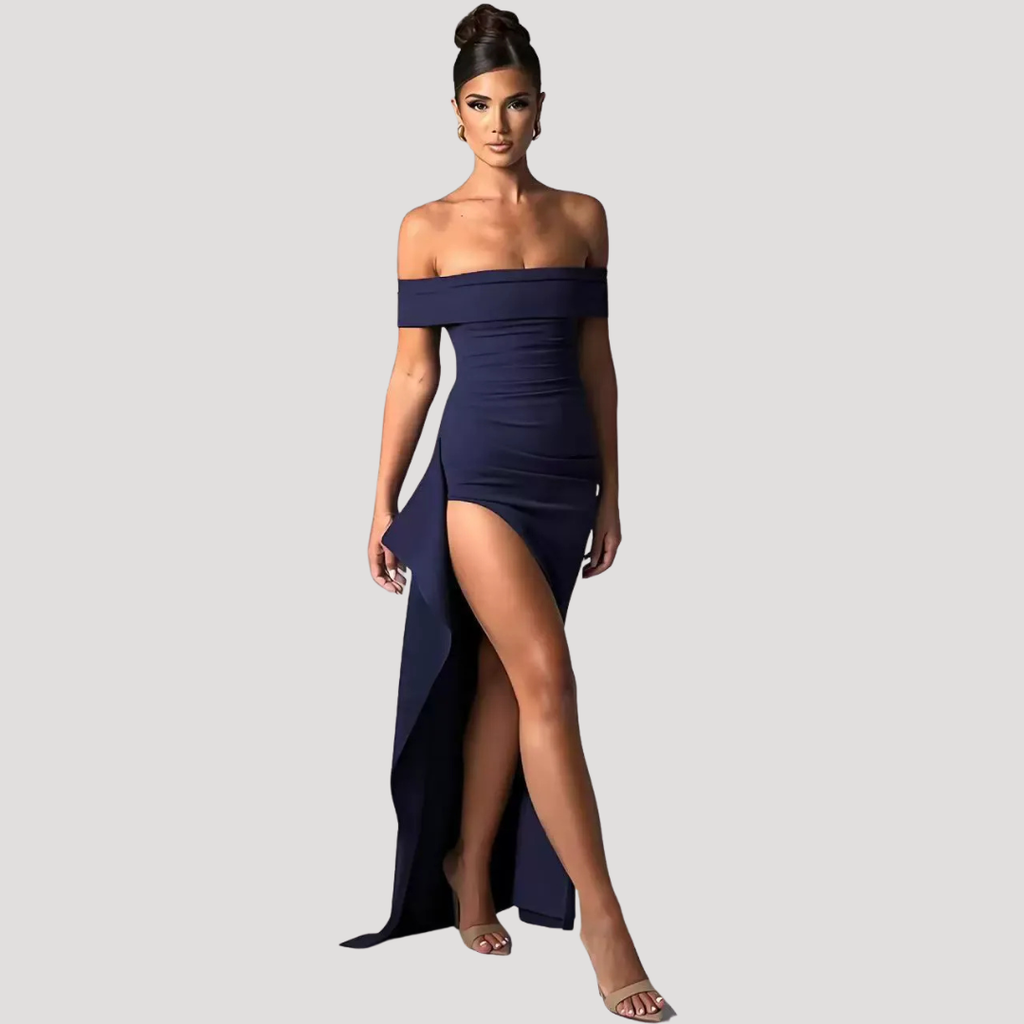 Ravenna | Robe Maxi Ajustée à Épaules Dégagées pour Femmes