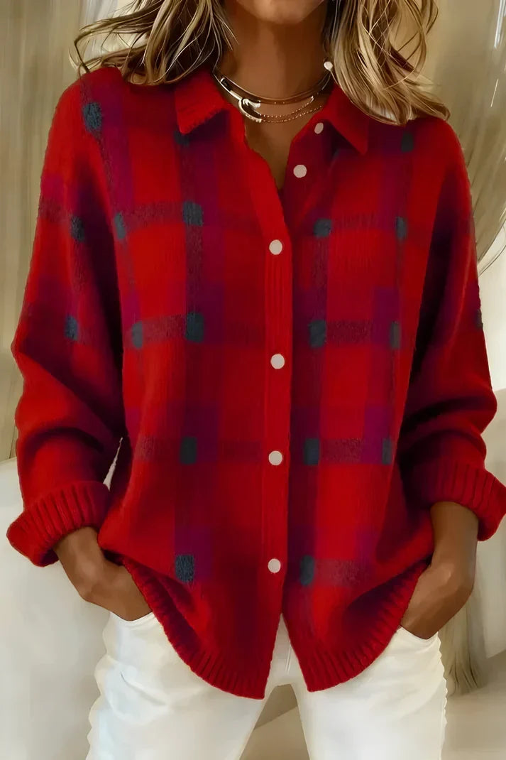 Sylvia - Gilet Oversized à Carreaux Élégant