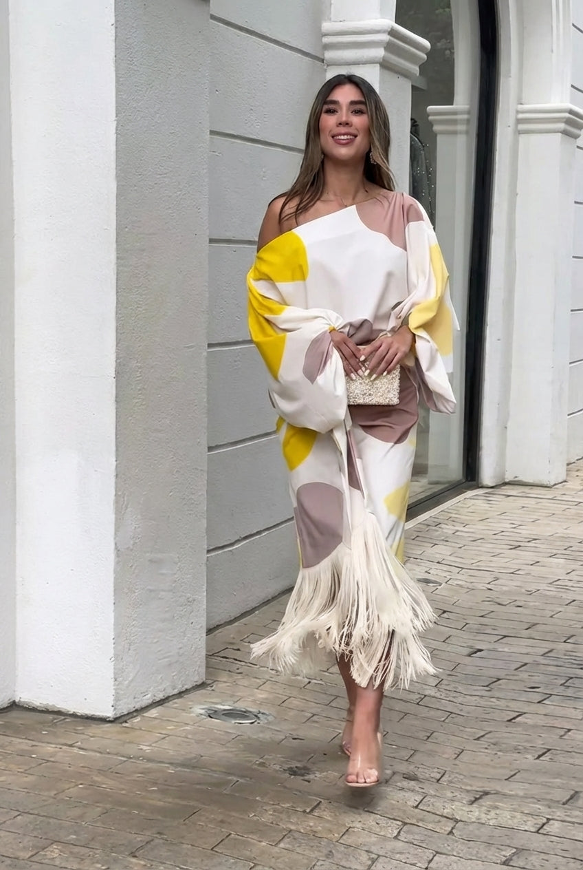 Rhiannon | Ensemble Midi à Franges à Une Épaule pour Femmes