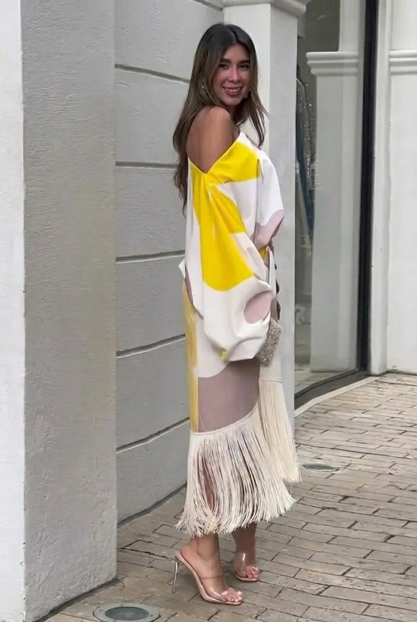 Rhiannon | Ensemble Midi à Franges à Une Épaule pour Femmes