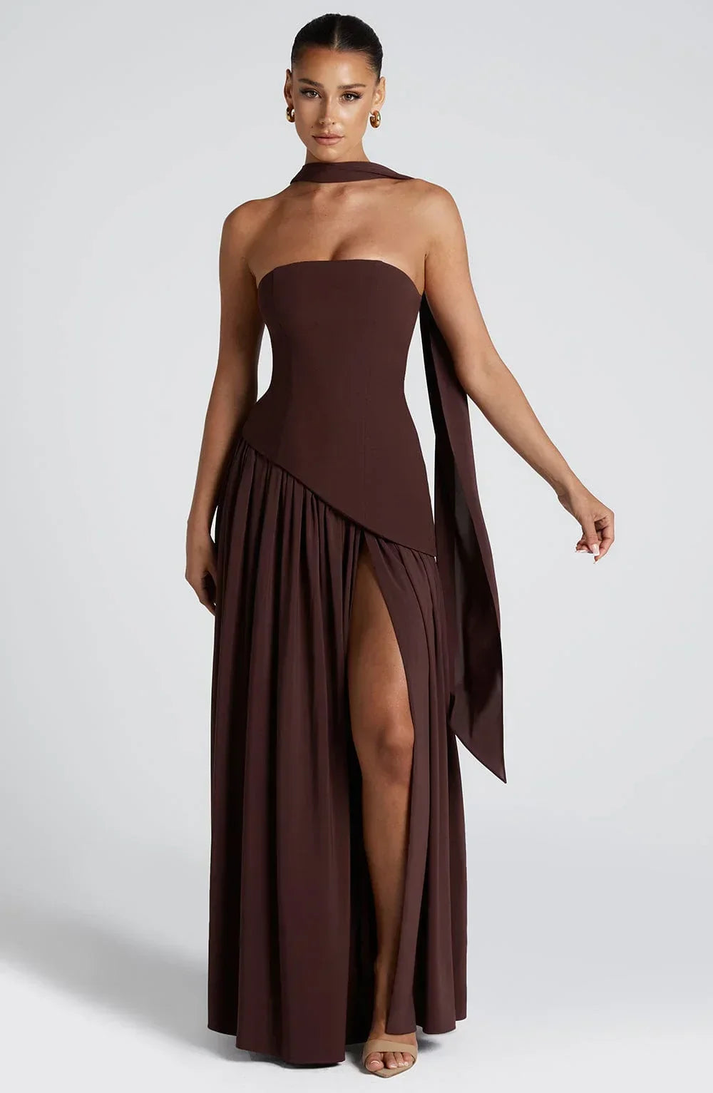 Robe Longue Bustier Corset Fente Haute – Robe Habillée Femme