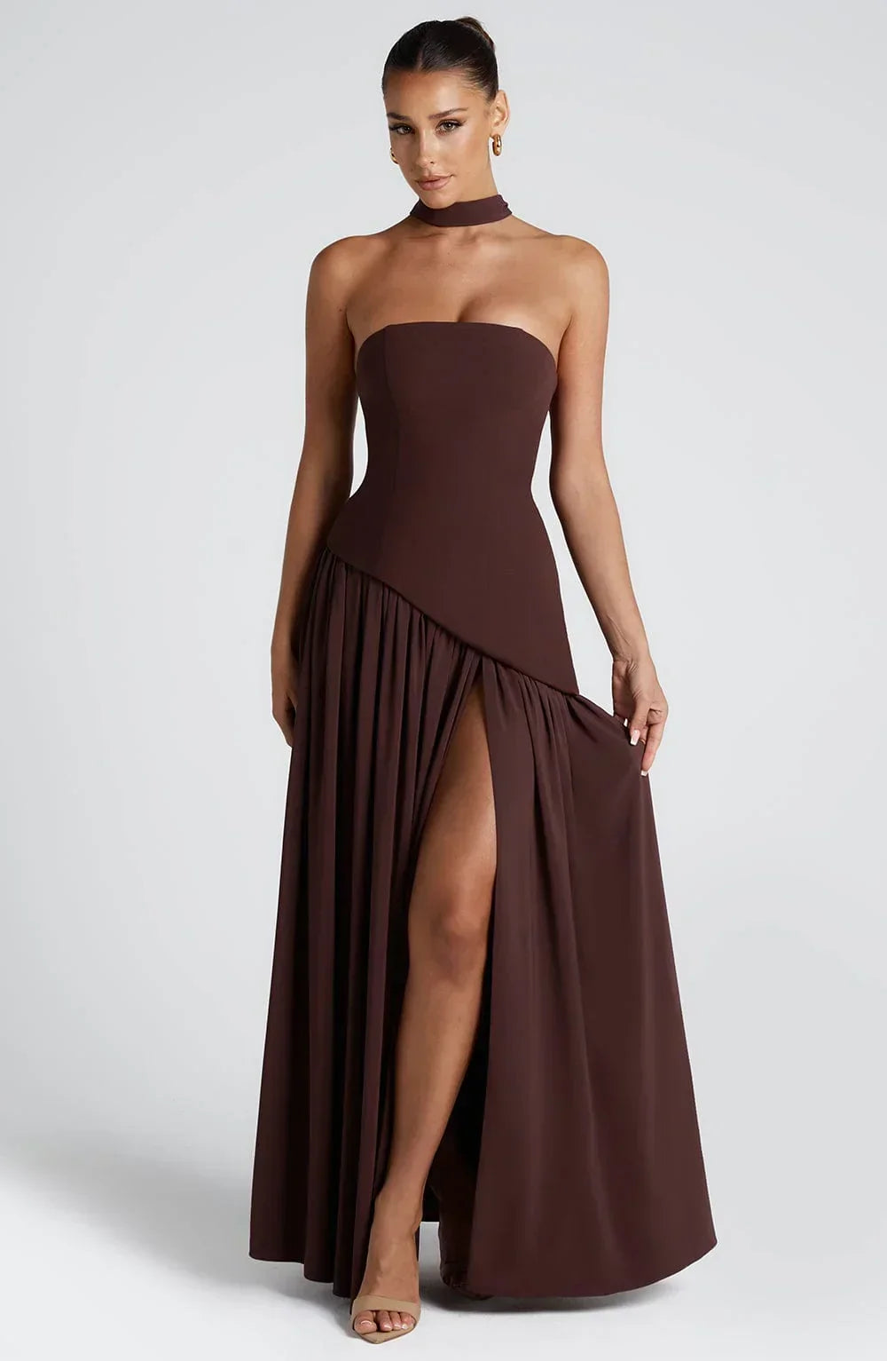 Robe Longue Bustier Corset Fente Haute – Robe Habillée Femme