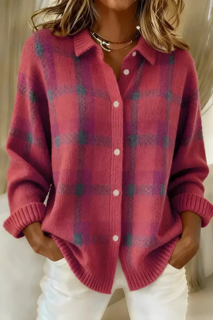 Sylvia - Gilet Oversized à Carreaux Élégant