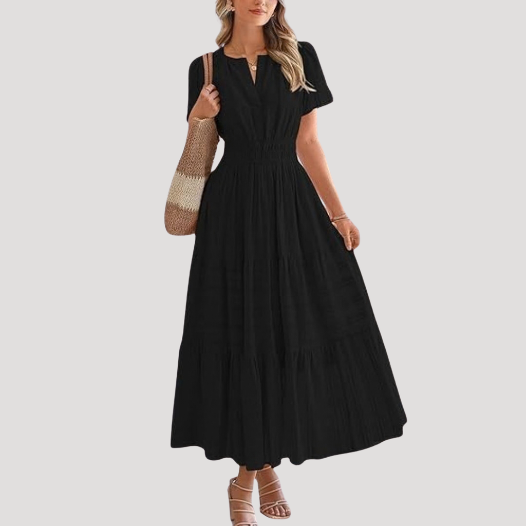 Romarin | Robe Maxi à Taille Smockée pour Femmes