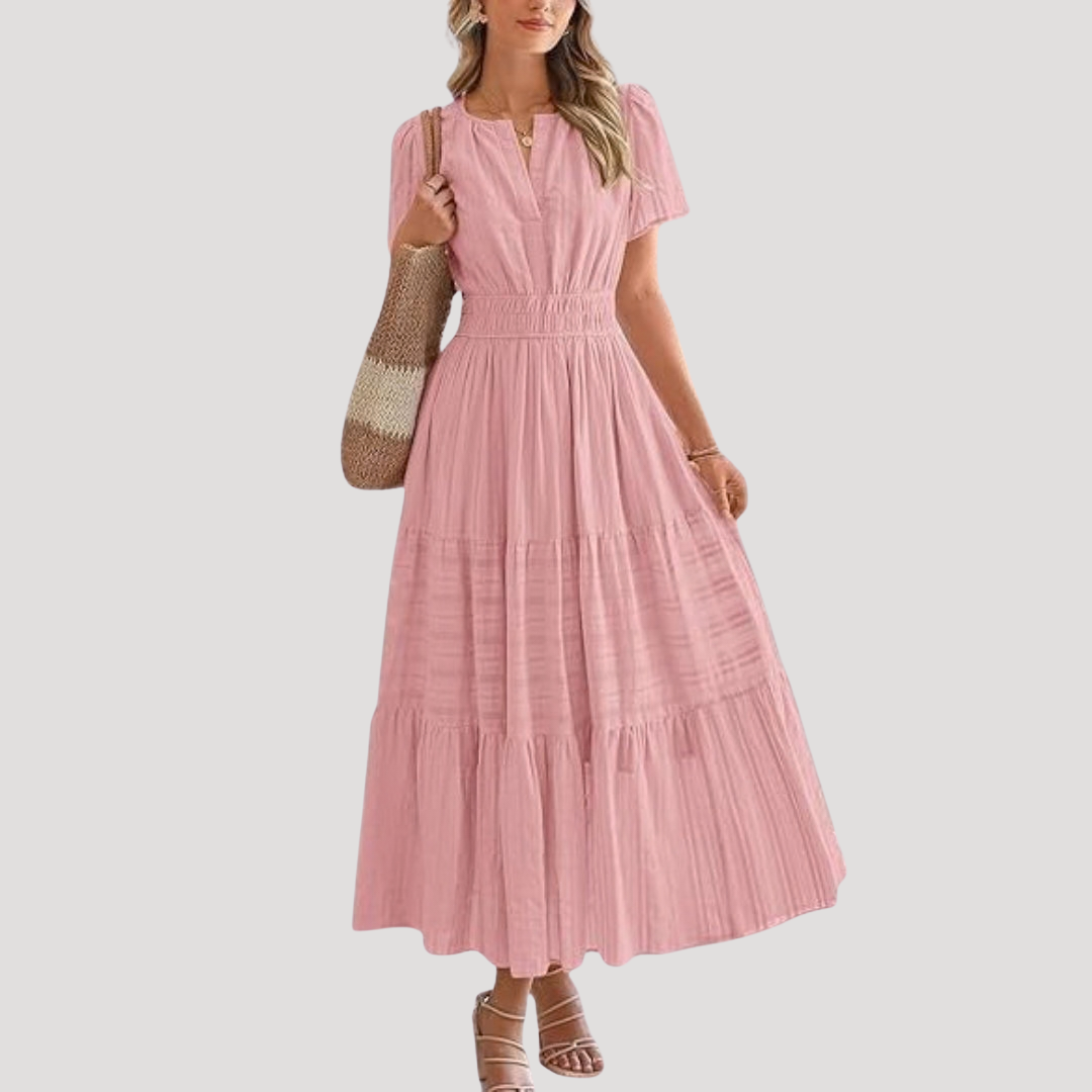 Romarin | Robe Maxi à Taille Smockée pour Femmes