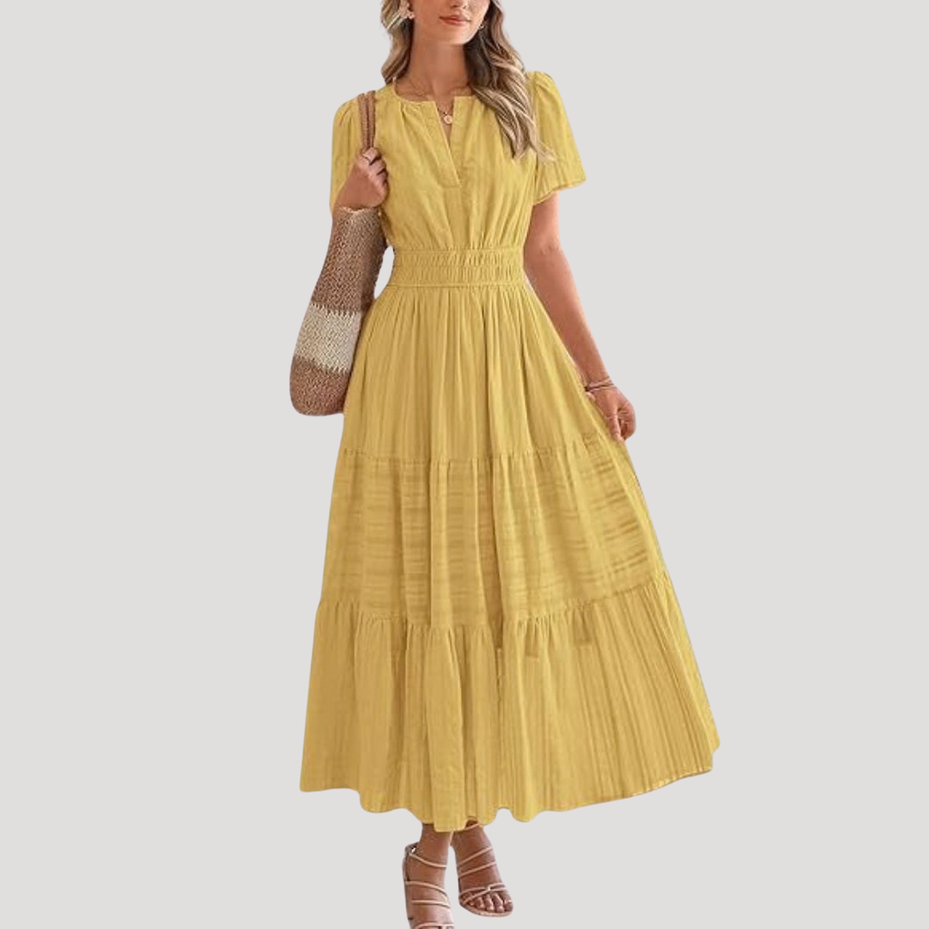 Romarin | Robe Maxi à Taille Smockée pour Femmes