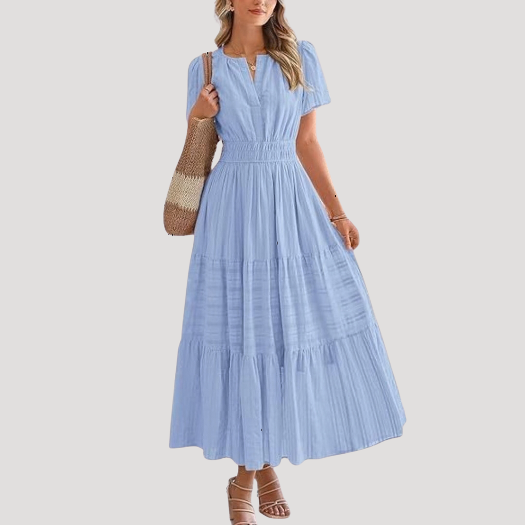 Romarin | Robe Maxi à Taille Smockée pour Femmes