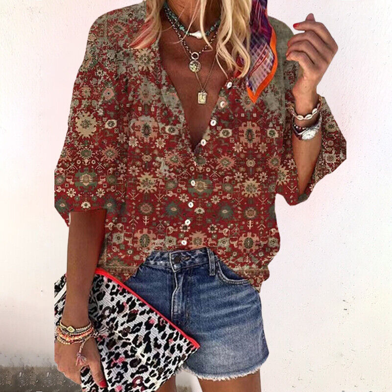 Maria | Blouse pour femmes avec motif floral et boutons