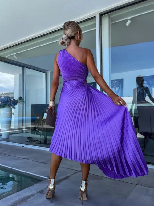 Frolinde | Robe midi élégante à épaule asymétrique