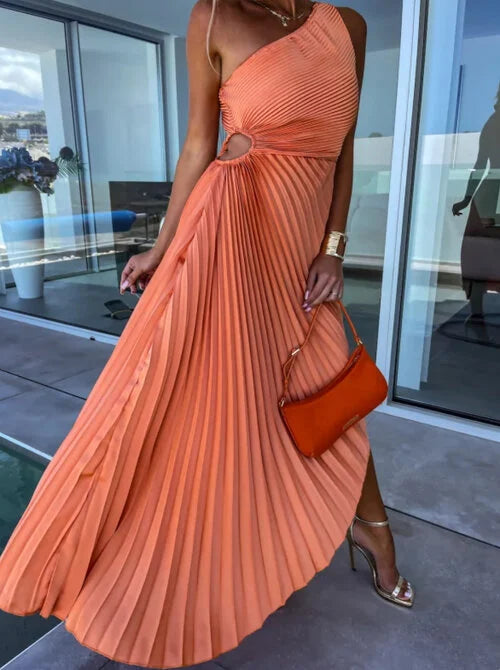 Frolinde | Robe midi élégante à épaule asymétrique