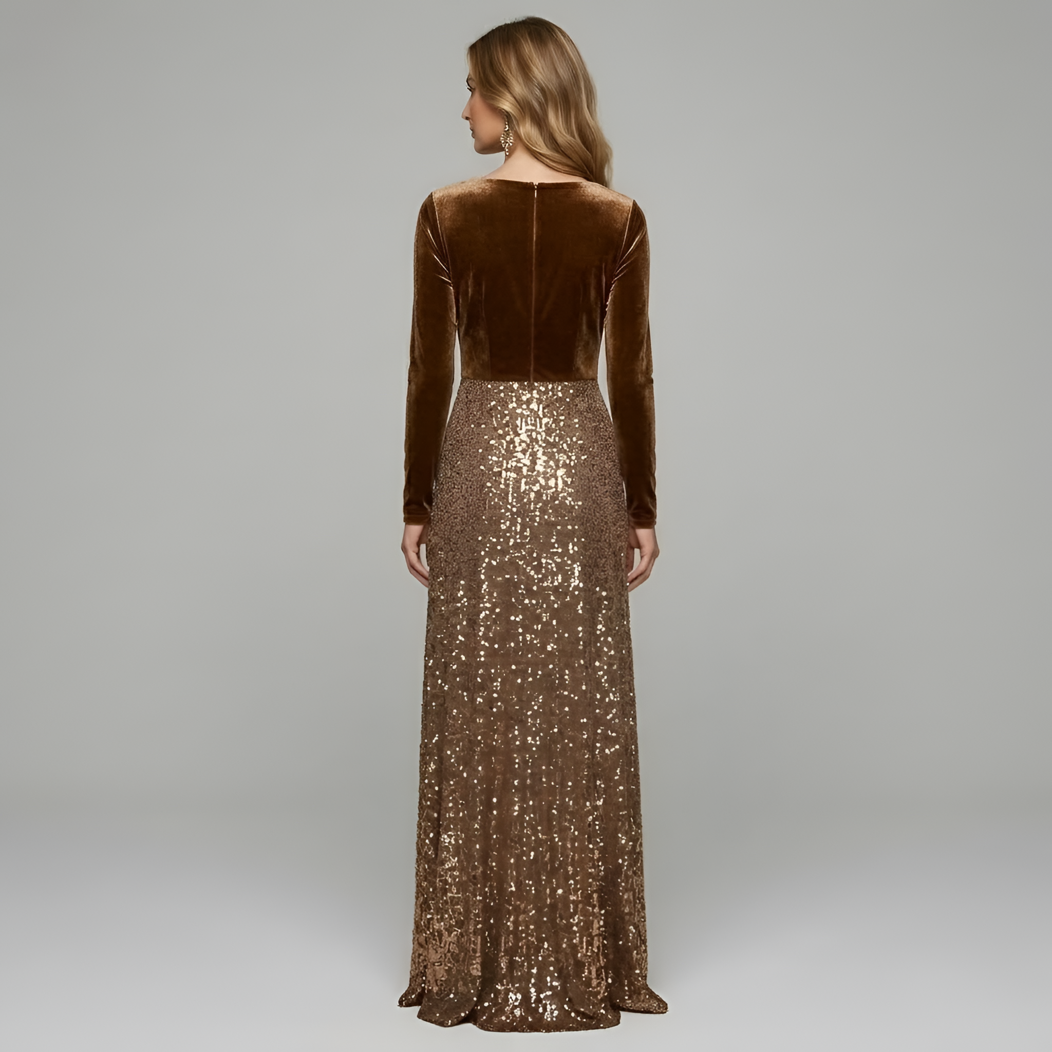 Athena - Robe longue vintage élégante en velours à paillettes pour femme