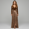 Athena - Robe longue vintage élégante en velours à paillettes pour femme