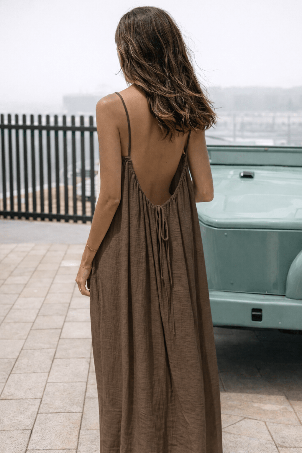 Robe Maxi Dames Dos Ouvert - Robe d'Été Ajustable et Élastique