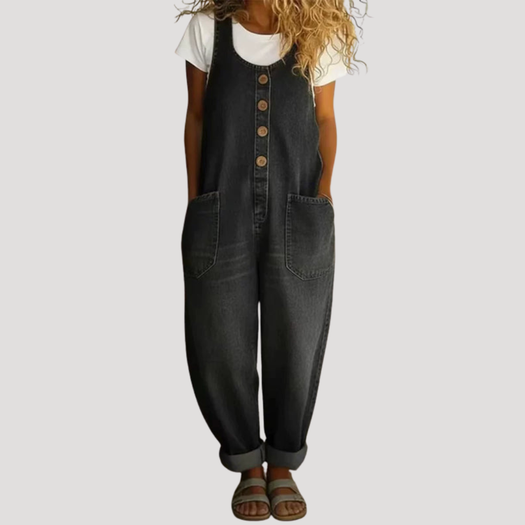 Sloane | Salopette à Pattes Larges avec Boutons pour Femmes