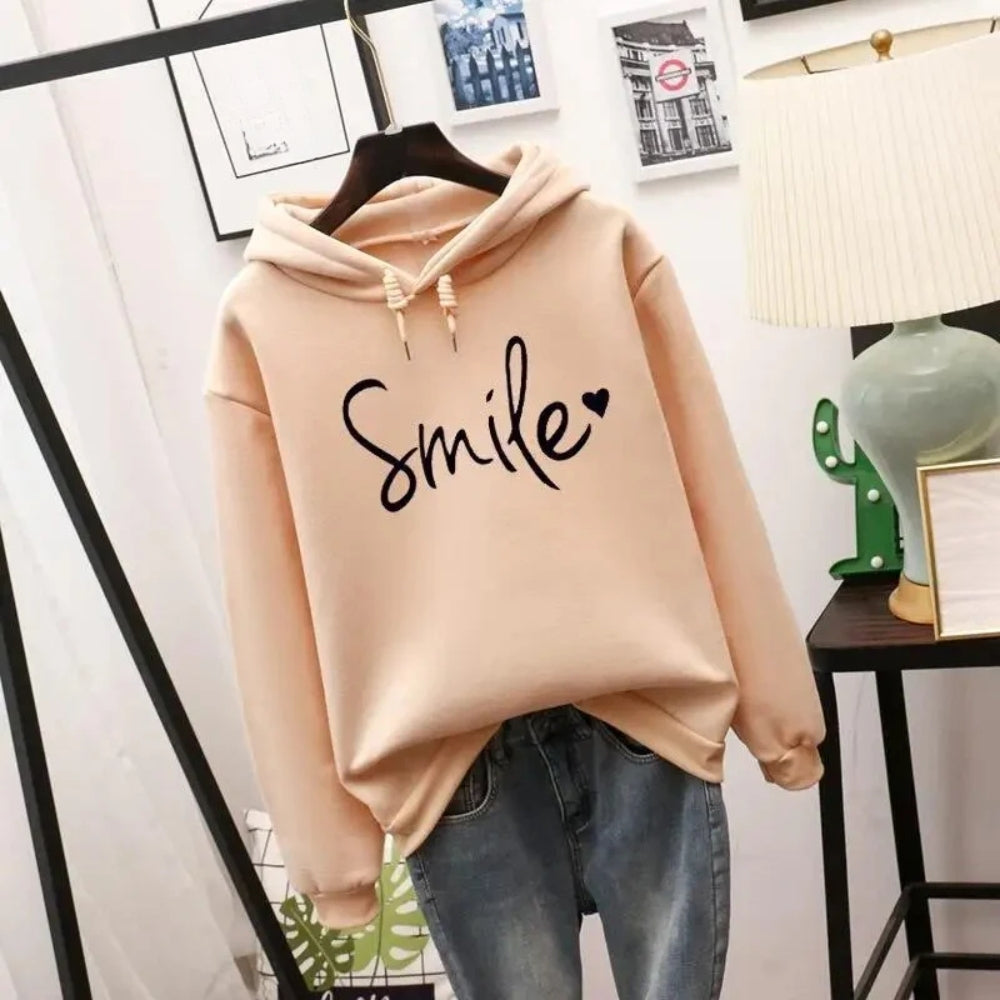 Hoodie imprimé Smile-Love – Sweat-shirt confortable pour les loisirs