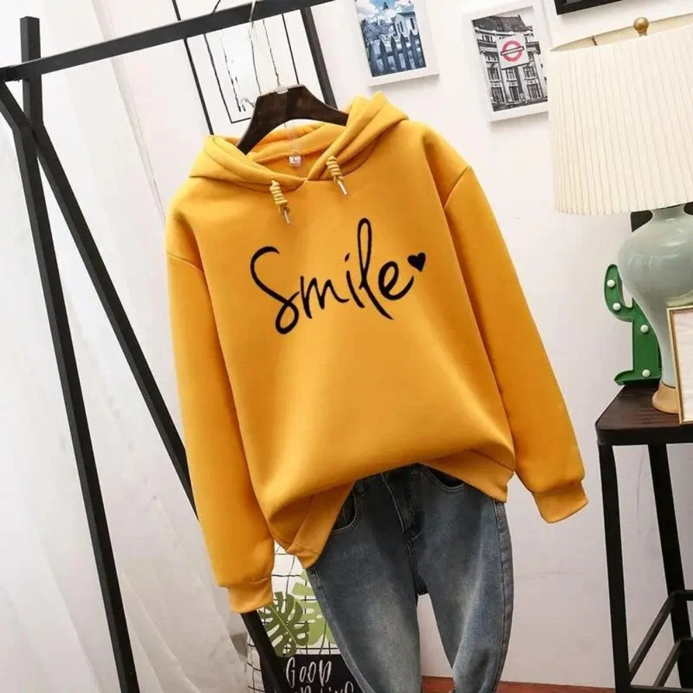 Hoodie imprimé Smile-Love – Sweat-shirt confortable pour les loisirs