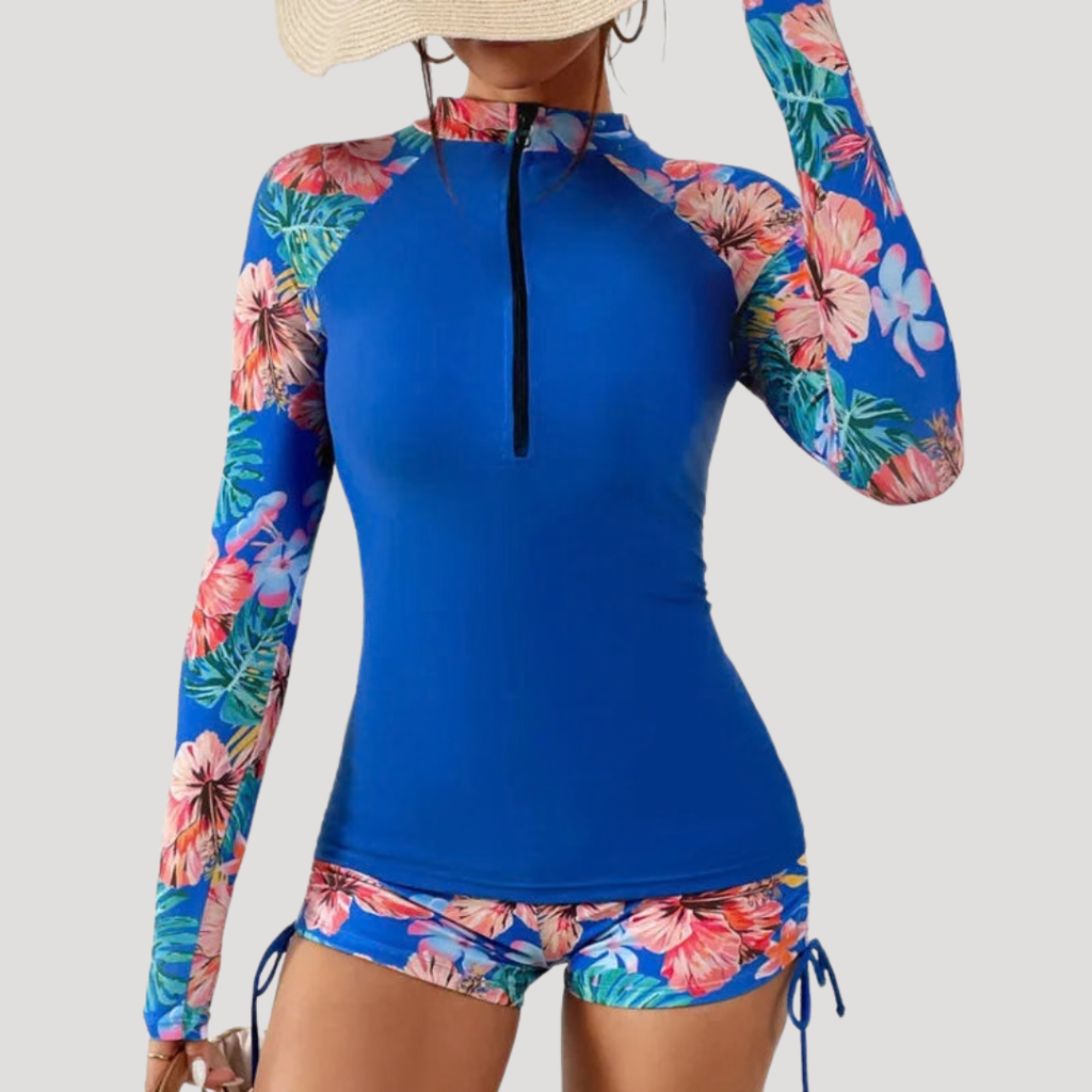 Solange | Maillot de bain deux pièces à fleurs à manches longues pour femmes