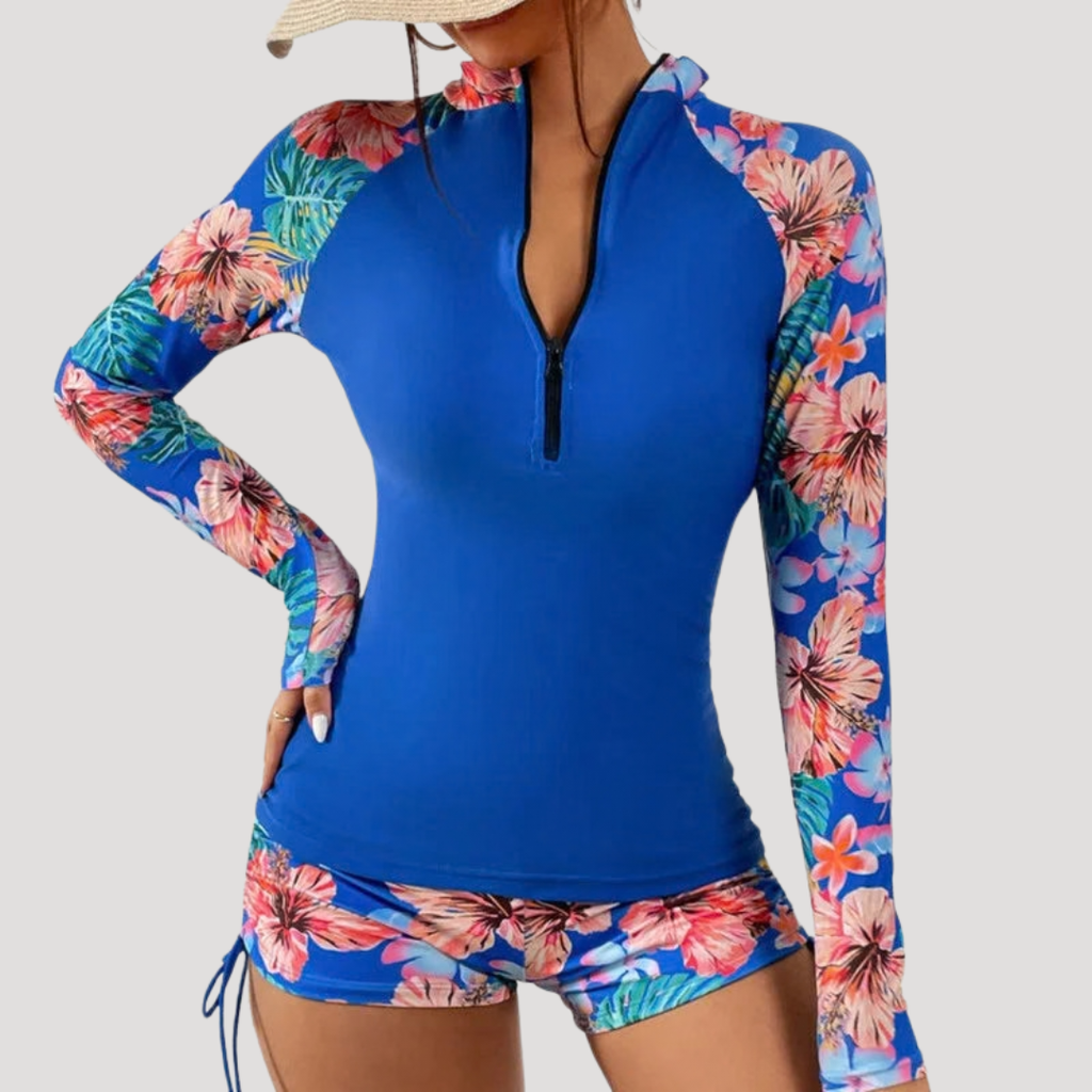 Solange | Maillot de bain deux pièces à fleurs à manches longues pour femmes