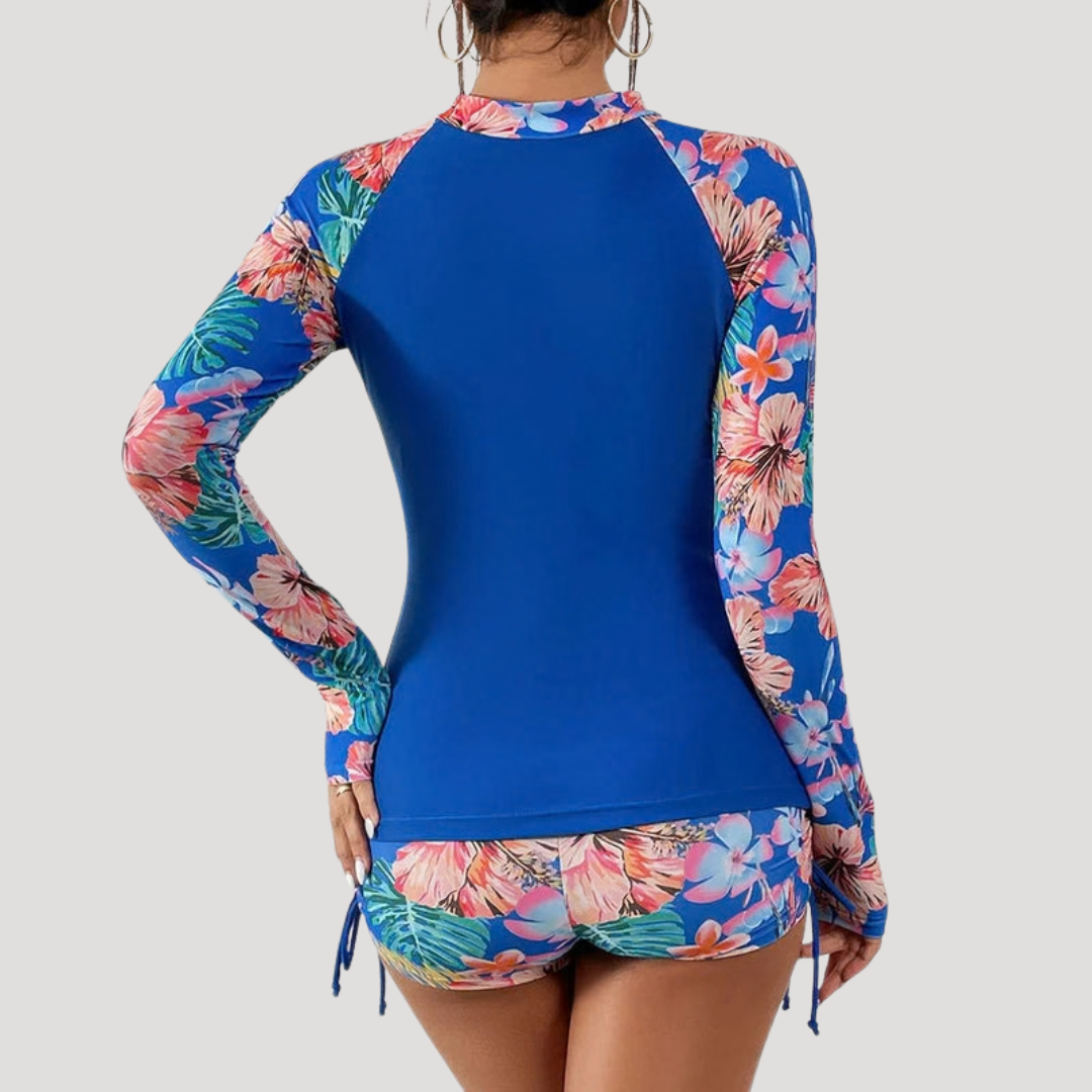 Solange | Maillot de bain deux pièces à fleurs à manches longues pour femmes