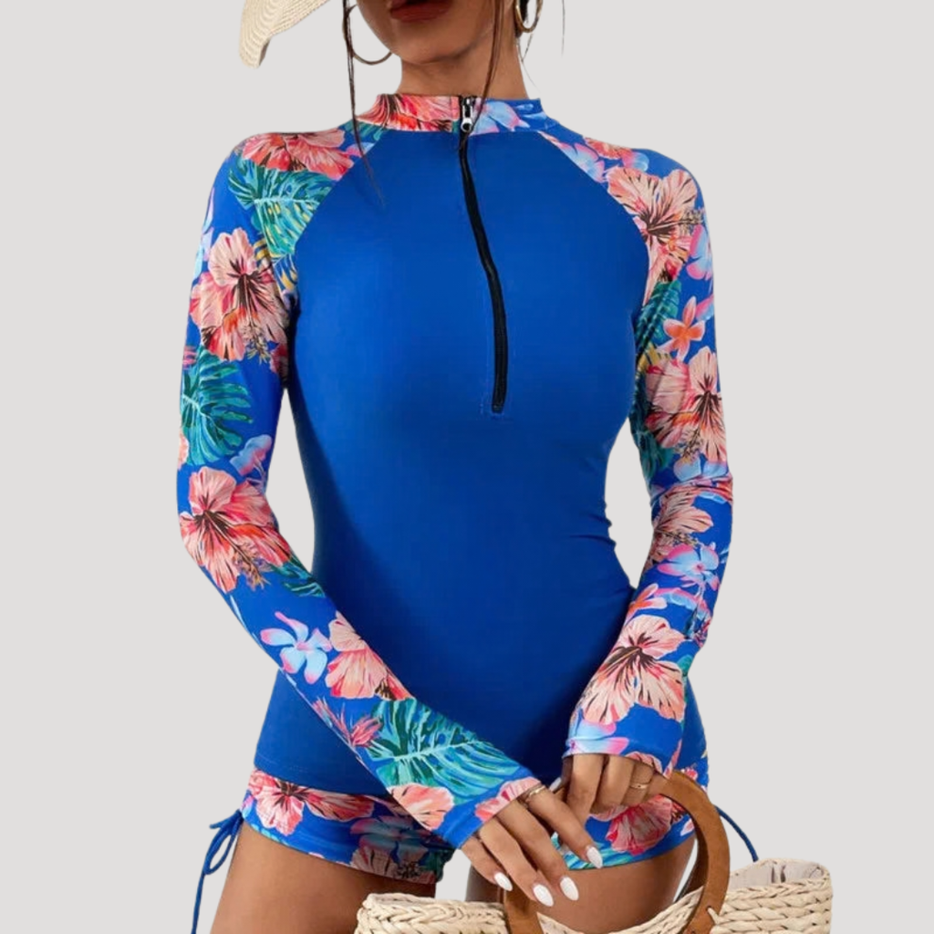 Solange | Maillot de bain deux pièces à fleurs à manches longues pour femmes