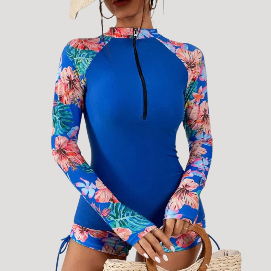 Solange | Maillot de bain deux pièces à fleurs à manches longues pour femmes