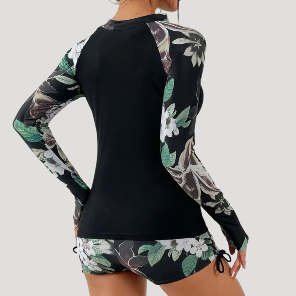 Solange | Maillot de bain deux pièces à fleurs à manches longues pour femmes
