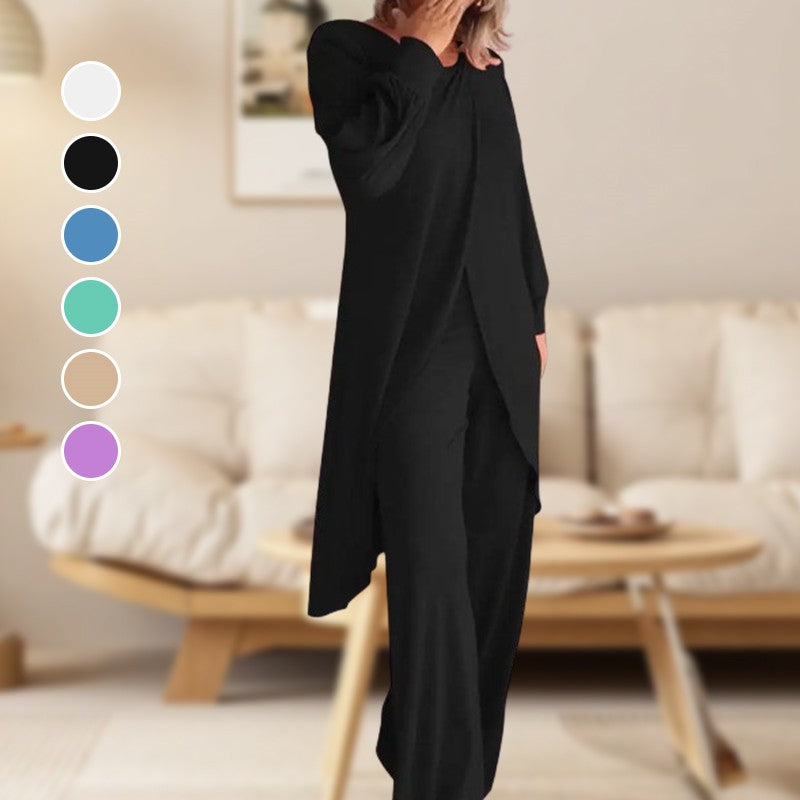 Haven | Ensemble Deux Pièces Femme Haut Tunique à Manches Longues Pantalon Large