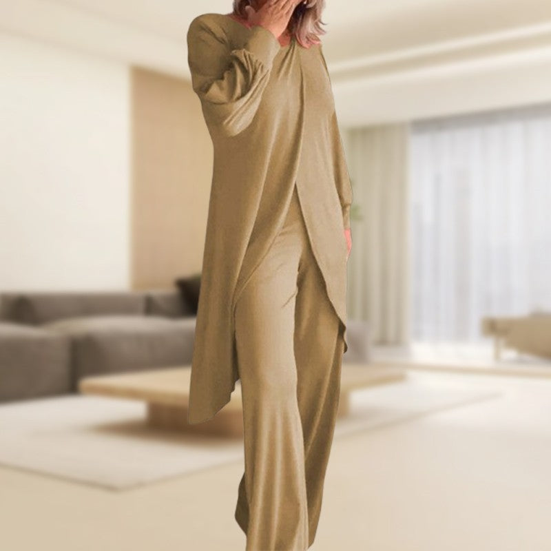 Haven | Ensemble Deux Pièces Femme Haut Tunique à Manches Longues Pantalon Large