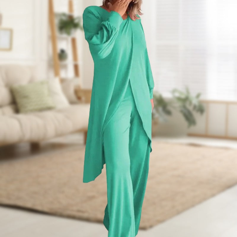 Haven | Ensemble Deux Pièces Femme Haut Tunique à Manches Longues Pantalon Large