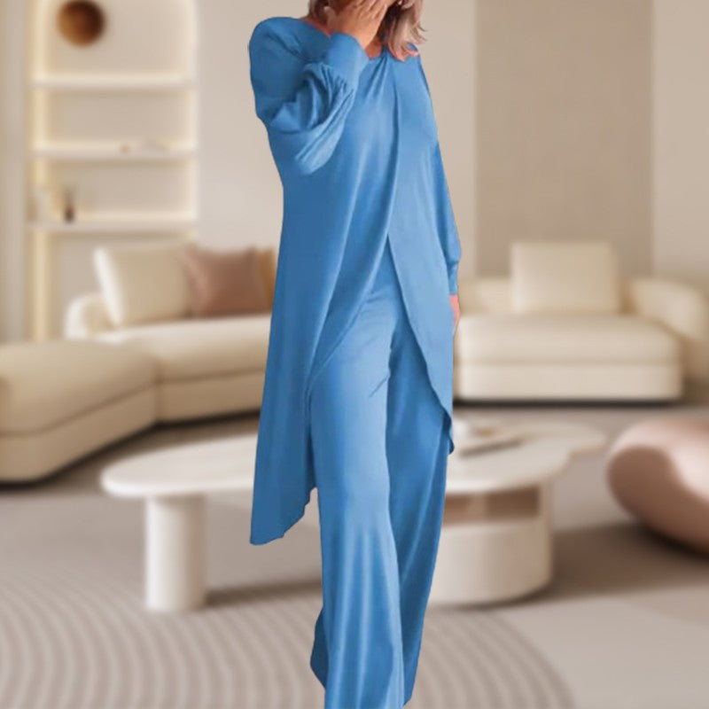 Haven | Ensemble Deux Pièces Femme Haut Tunique à Manches Longues Pantalon Large