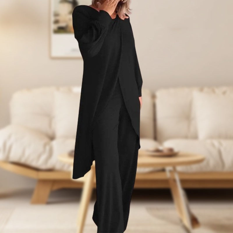 Haven | Ensemble Deux Pièces Femme Haut Tunique à Manches Longues Pantalon Large