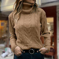 Pull col roulé femme | Motif torsadé & bords côtelés