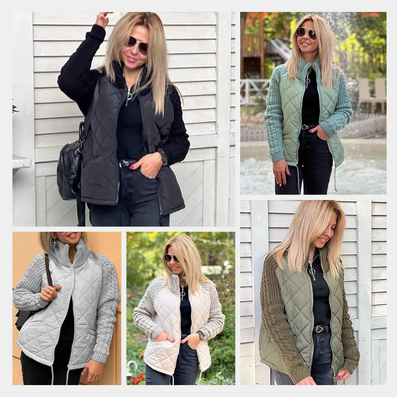 Myve | Veste d'hiver pour femmes avec design matelassé et manches en tricot torsadé