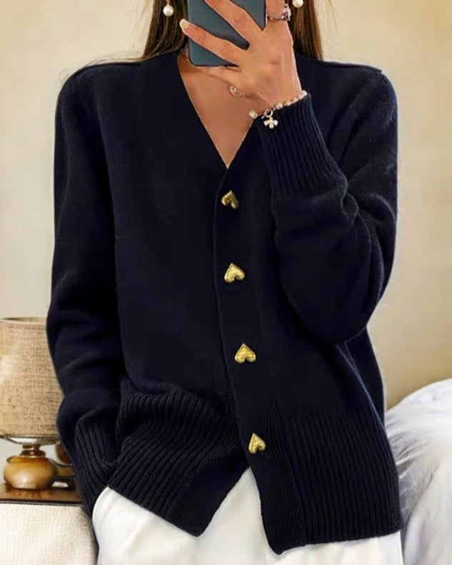 Adele™ - Cardigan élégant à boutons en forme de cœur