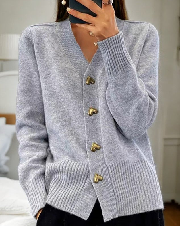 Adele™ - Cardigan élégant à boutons en forme de cœur