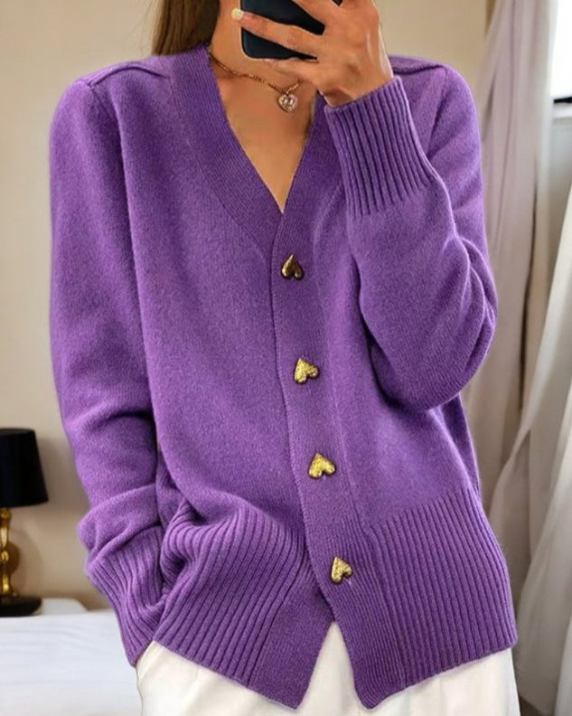 Adele™ - Cardigan élégant à boutons en forme de cœur