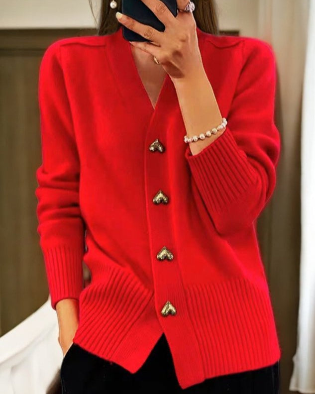 Adele™ - Cardigan élégant à boutons en forme de cœur