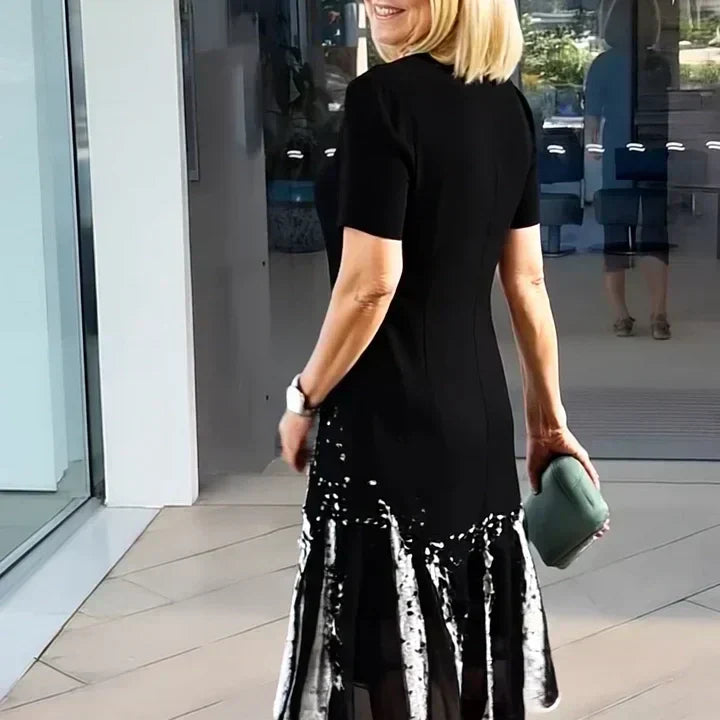 Vivid | Robe Midi Imprimée Femme à Manches Courtes A-Line Décontractée