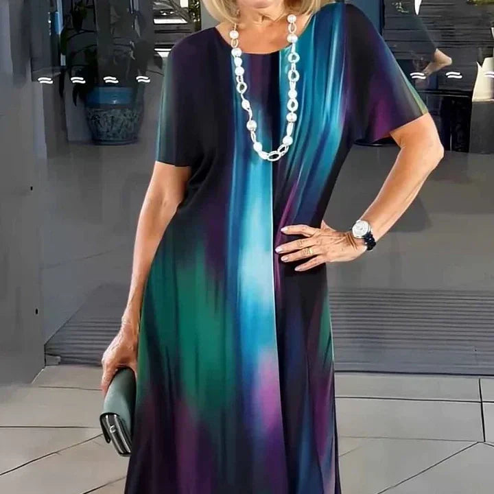Vivid | Robe Midi Imprimée Femme à Manches Courtes A-Line Décontractée