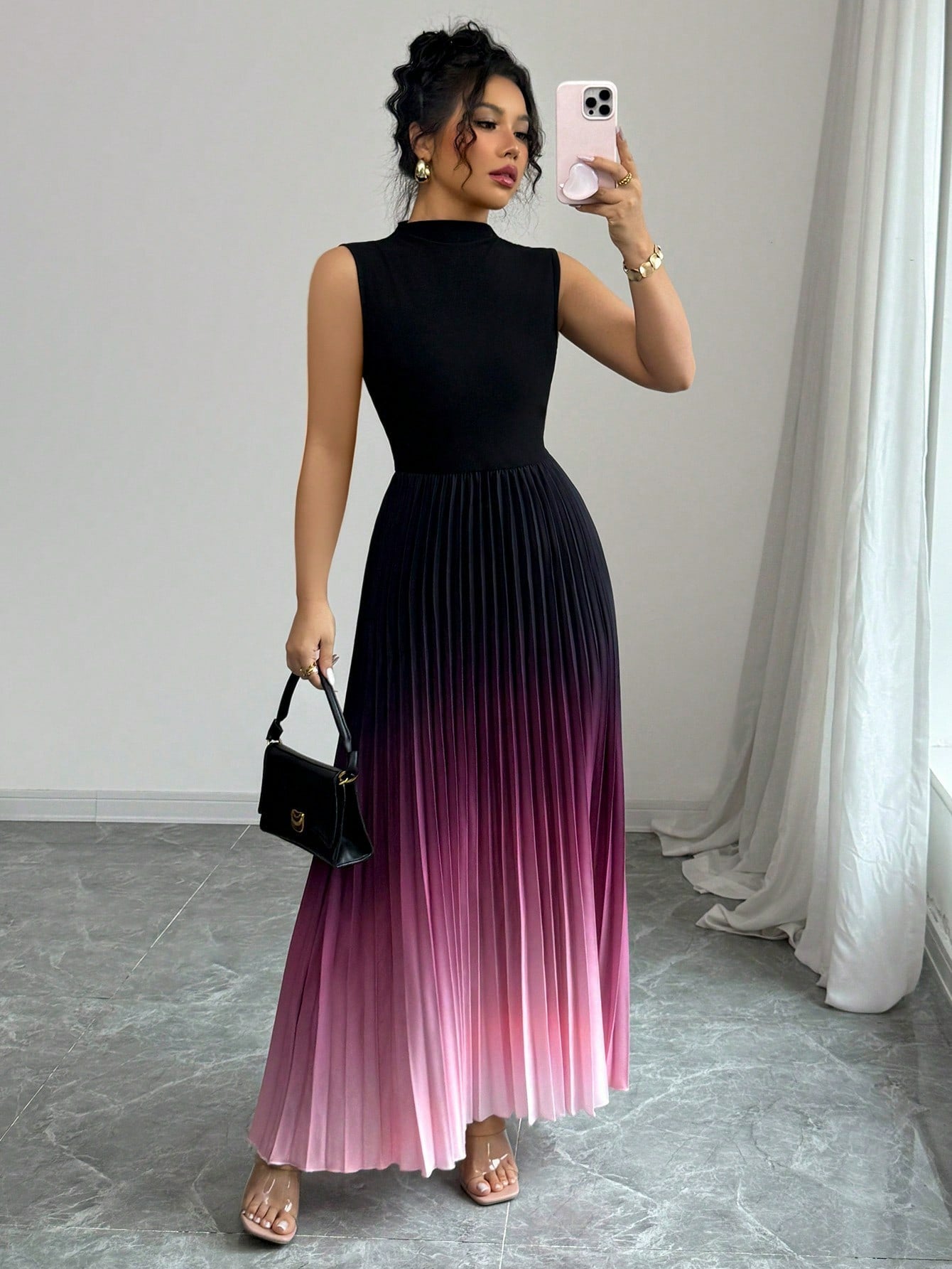 Flenna | Robe maxi plissée avec dégradé ombré