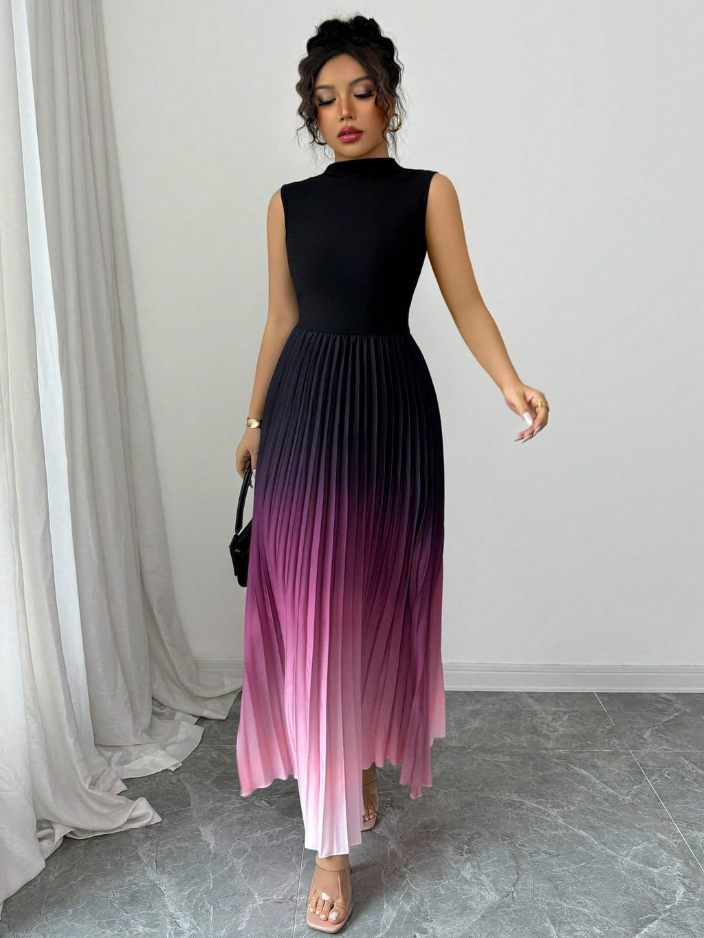 Flenna | Robe maxi plissée avec dégradé ombré