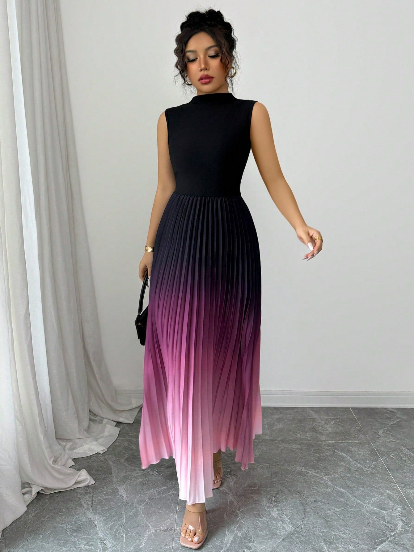 Flenna | Robe maxi plissée avec dégradé ombré