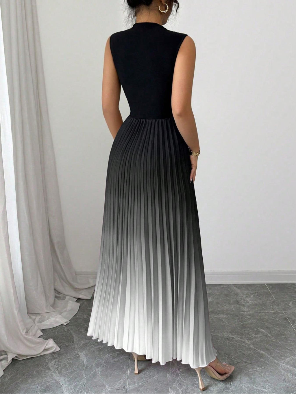 Flenna | Robe maxi plissée avec dégradé ombré