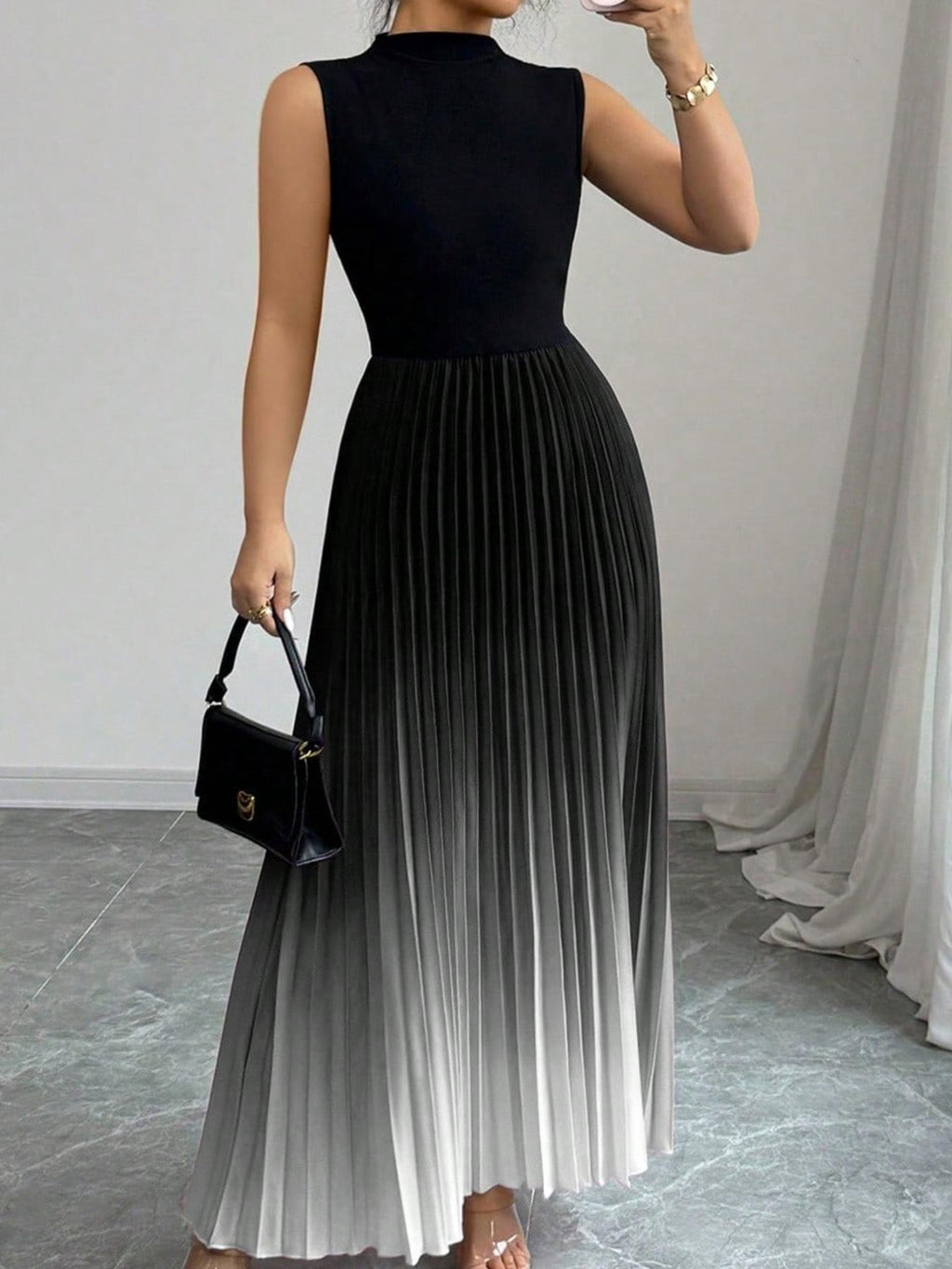 Flenna | Robe maxi plissée avec dégradé ombré