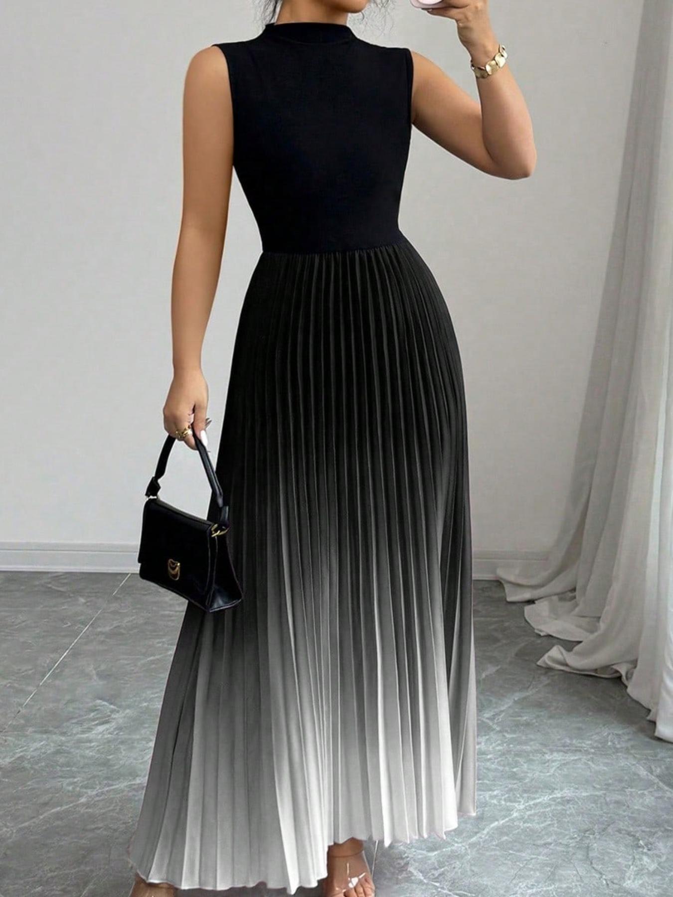 Flenna | Robe maxi plissée avec dégradé ombré