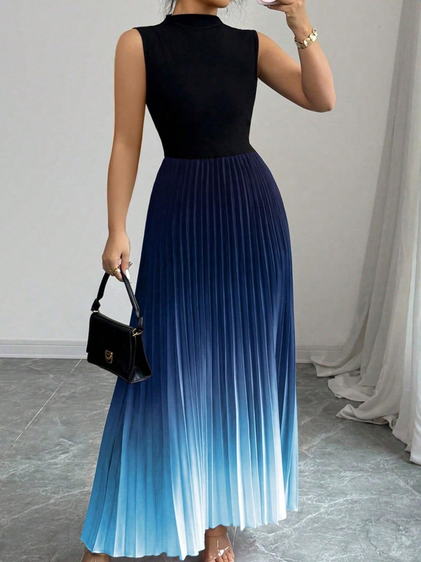 Flenna | Robe maxi plissée avec dégradé ombré