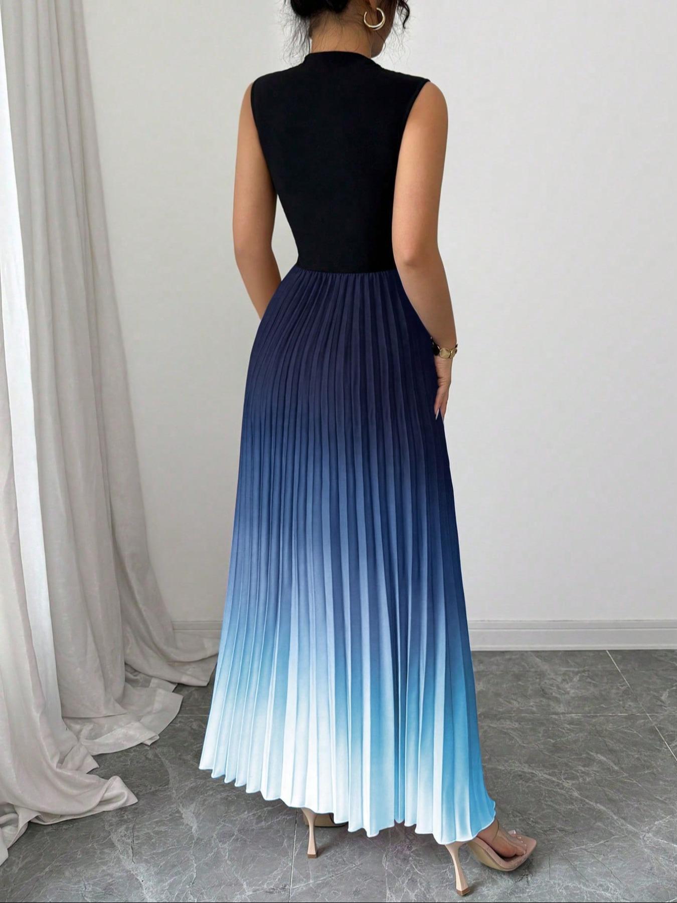 Flenna | Robe maxi plissée avec dégradé ombré